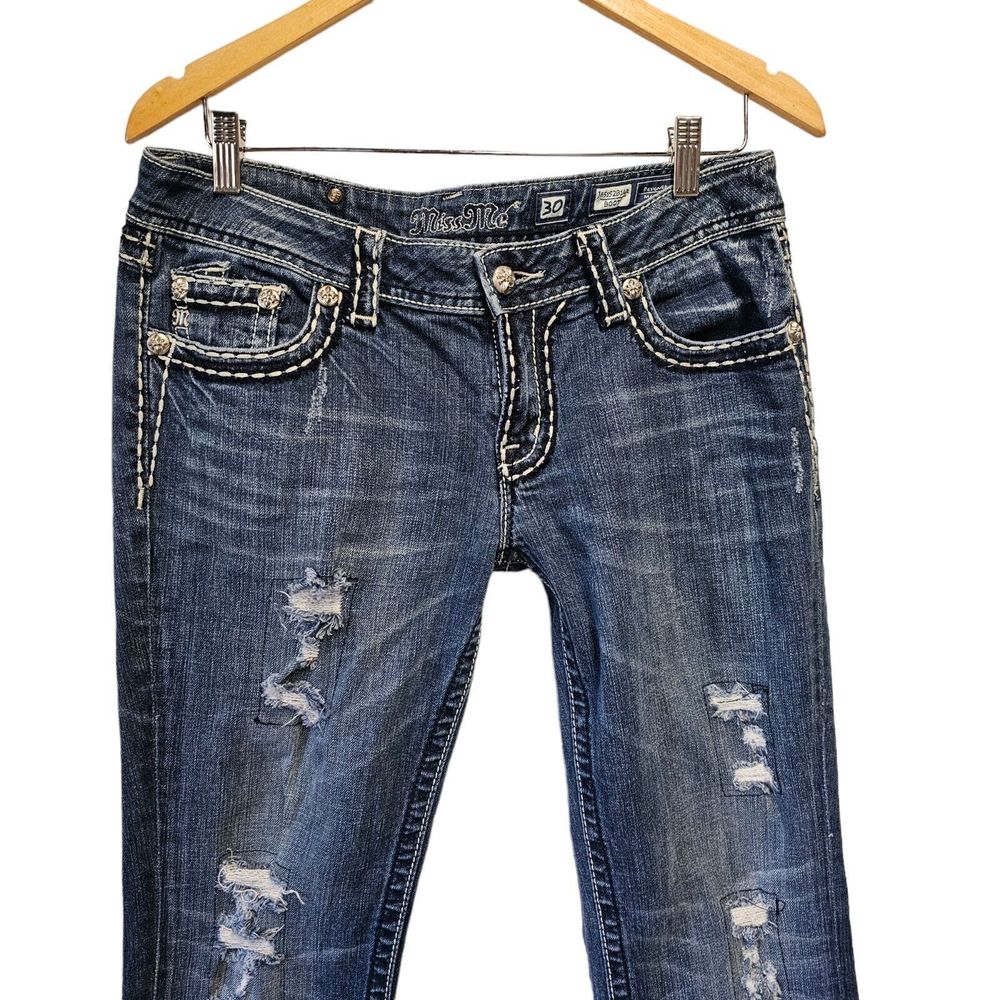 MISS ME Jeans THICK STITCH RHINESTONE BOOT CUT JEANS JE5152B14R - Picture 4 of 6